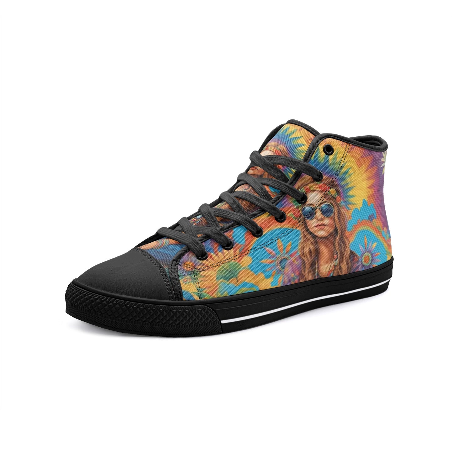 Emerald Blossoms - Colorful Life Of A Bohemian Woman Unisex High Top Canvas Shoes For Hippies