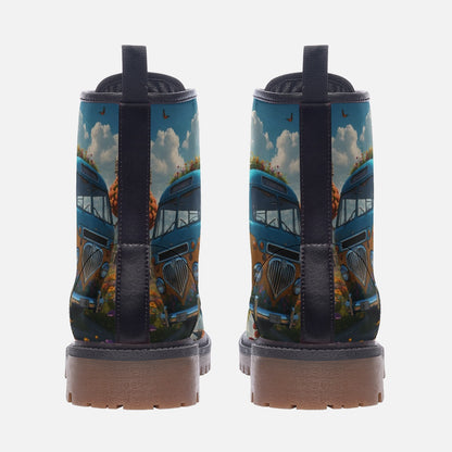 Emerald Blossoms - Floral Kombi Van Leather Lightweight Boots for Hippies