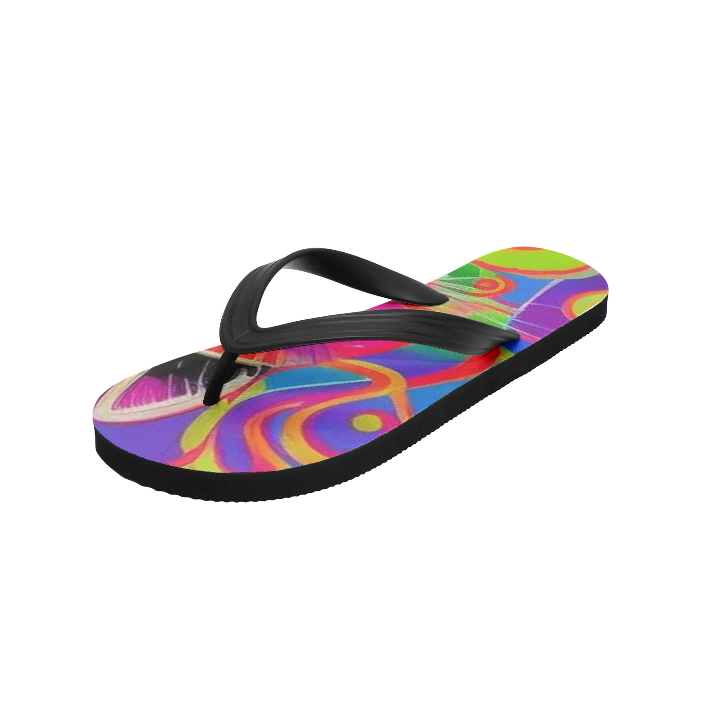 Emerald Blossoms - Colorful Bunny Eyes Unisex Flip Flops For Hippies