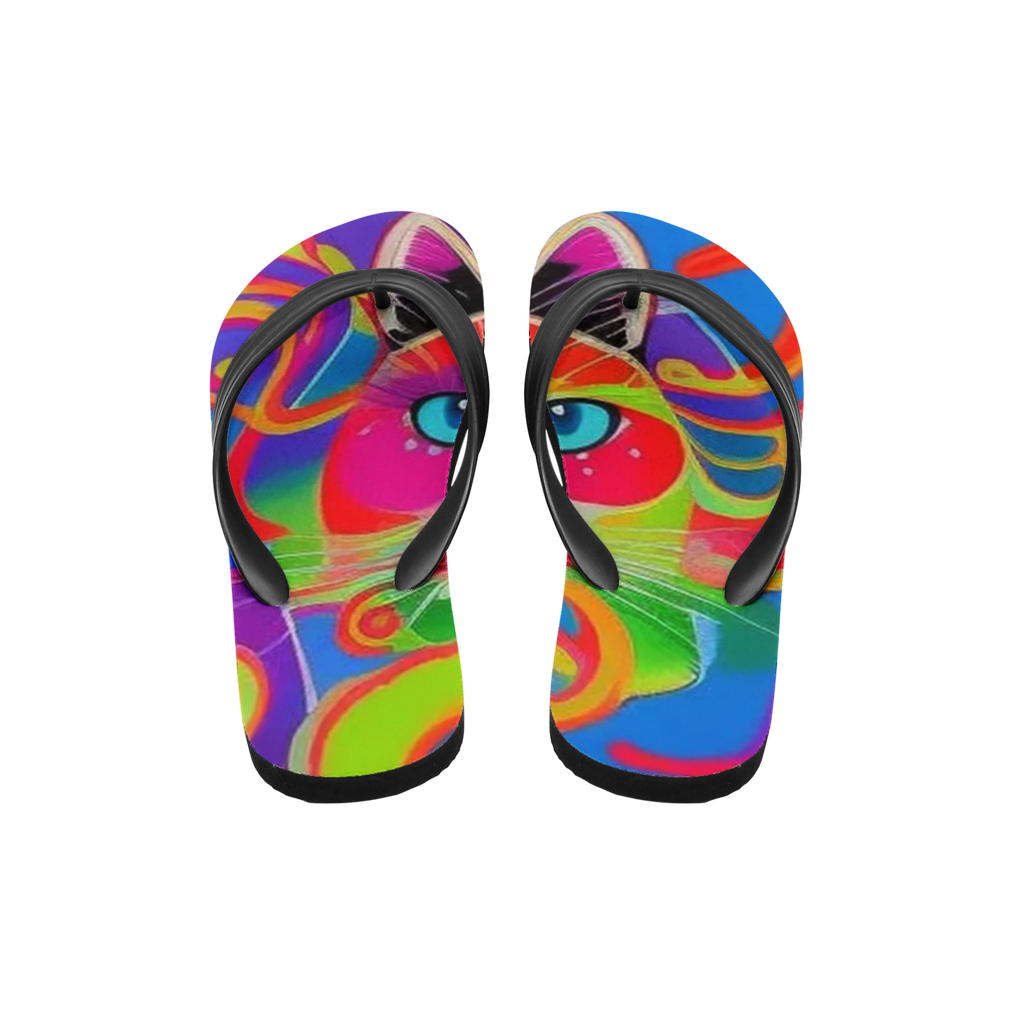 Emerald Blossoms - Colorful Bunny Eyes Unisex Flip Flops For Hippies