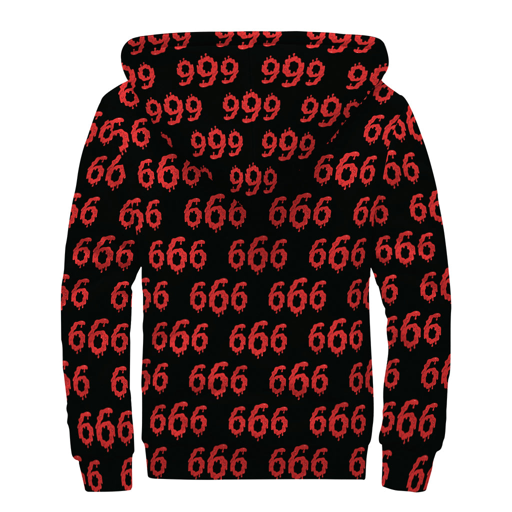 666 Satan Pattern Print Sherpa Lined Zip Up Hoodie: Embrace Your Inner Hippie Style - 2