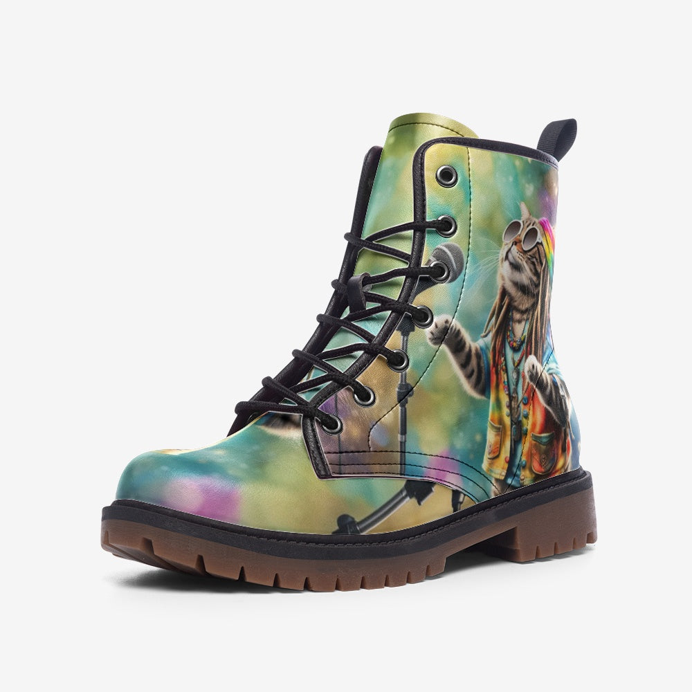 Emerald Blossoms - Locstyles Cat Casual Leather Lightweight Boots for Hippies