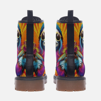 Emerald Blossoms - Cool Sloth on Leather Lightweight Boots for Hippies