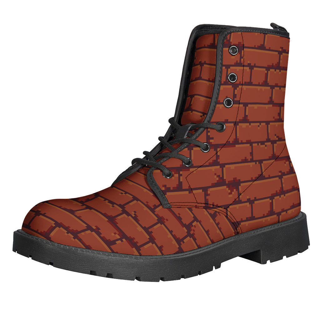 8-Bit Pixel Brick Wall Leather Boots: A Hippie's Dream - 1