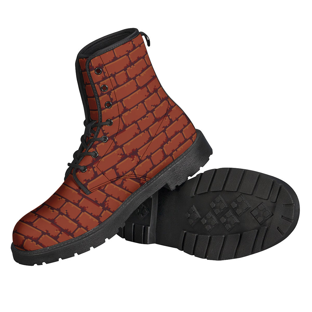 8-Bit Pixel Brick Wall Leather Boots: A Hippie's Dream - 2