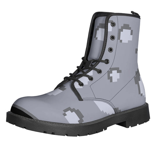 Groovy 8-Bit Pixel Moon Print Leather Boots for Your Inner Hippie - 1