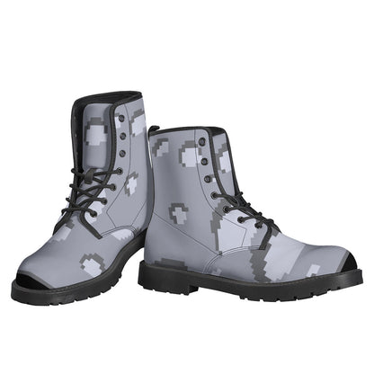 Groovy 8-Bit Pixel Moon Print Leather Boots for Your Inner Hippie - 3