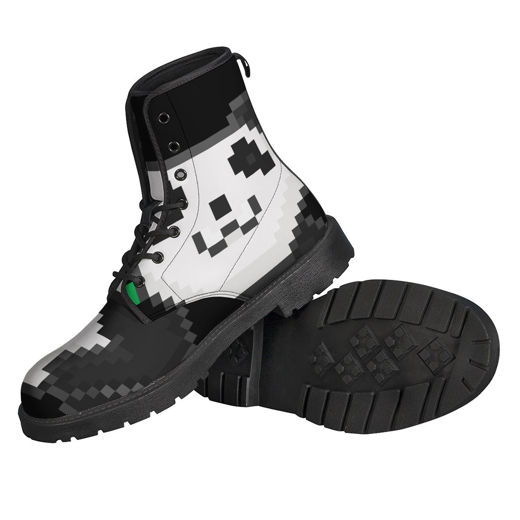 Step Out in Style with 8-Bit Pixel Panda Print Leather Boots - 2