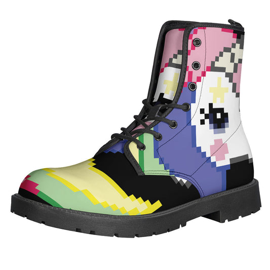 Groovy 8-Bit Pixel Unicorn Leather Lightweight Boots - 1