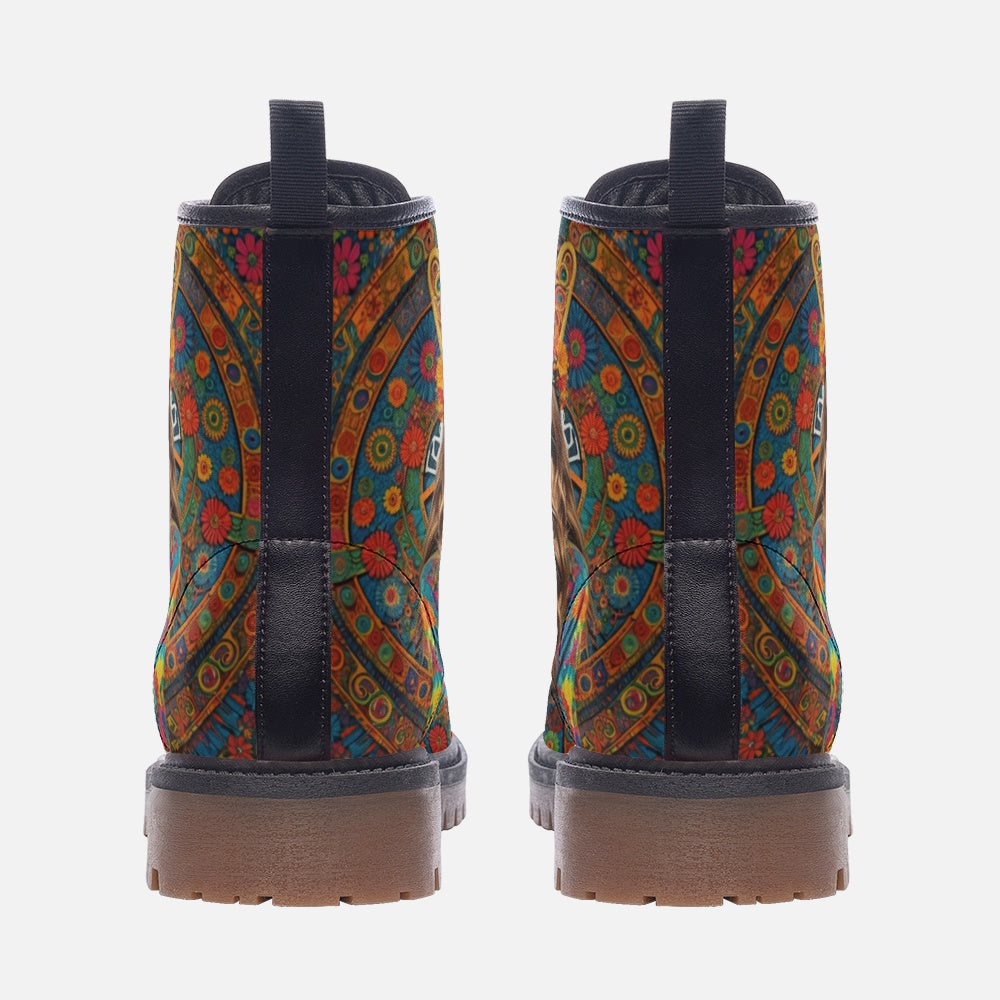 Emerald Blossoms - Bohemian Style Women Casual Leather Lightweight Boots For Hippies