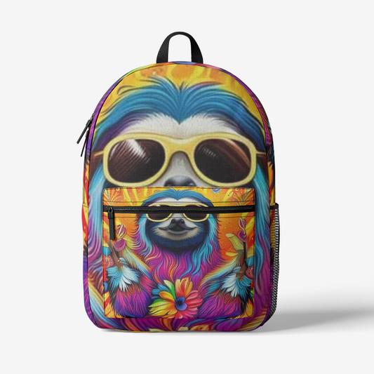 Emerald Blossoms - Retro Colorful Cool Sloth Wears Glasses Backpack