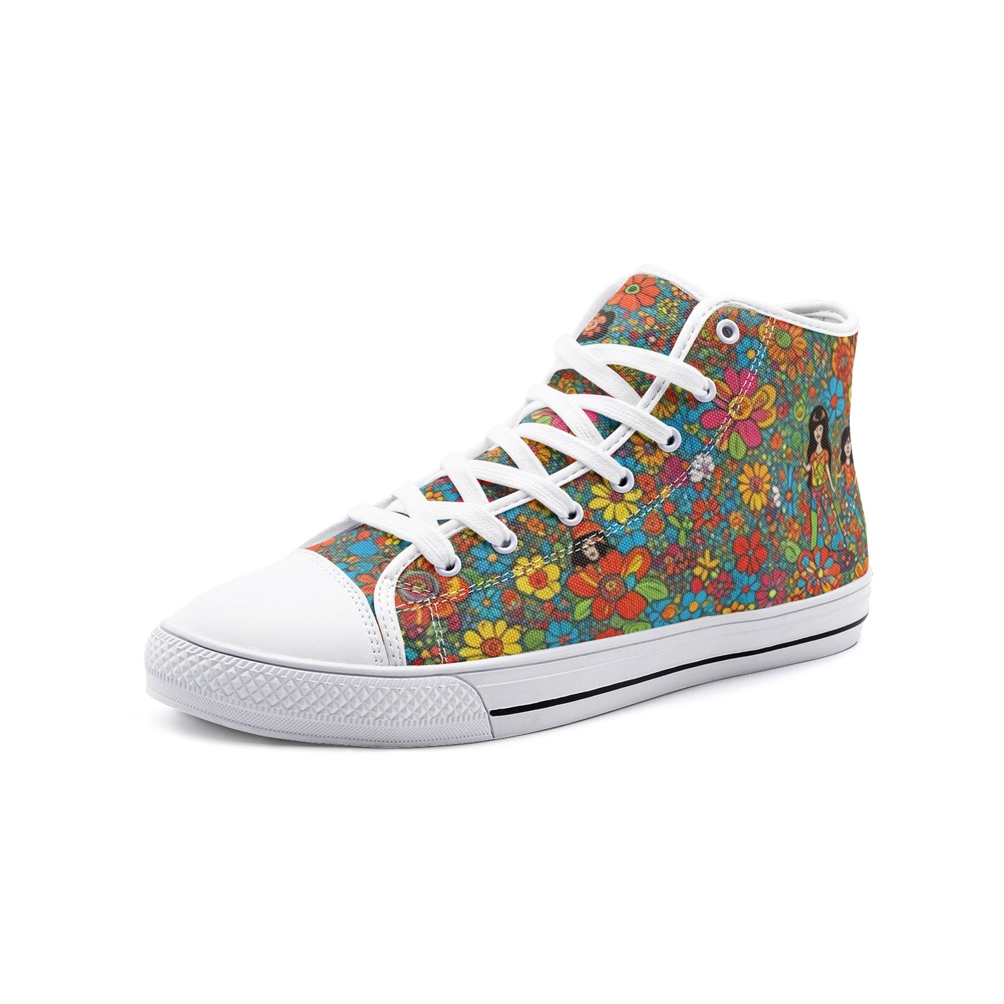 Emerald Blossoms - Flower Child, Harmony With Nature Unisex High Top Canvas Shoes For Hippies