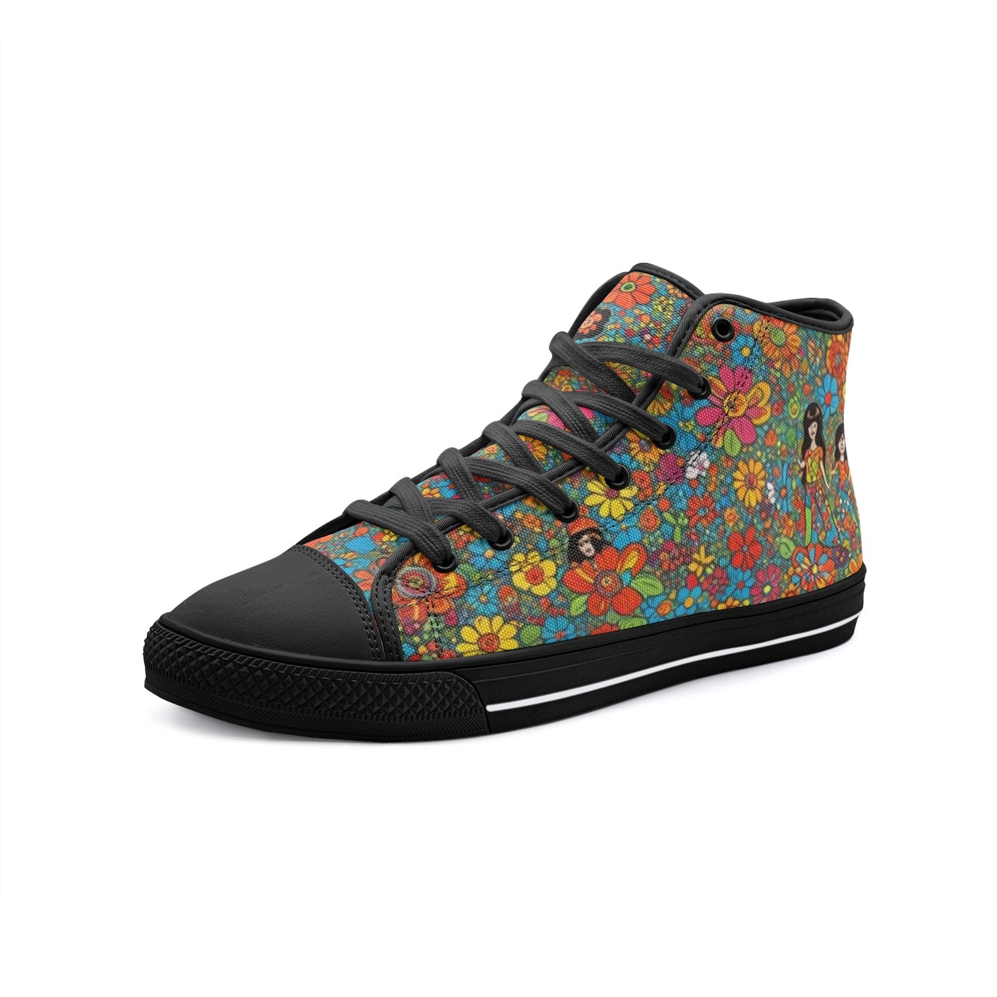 Emerald Blossoms - Flower Child, Harmony With Nature Unisex High Top Canvas Shoes For Hippies