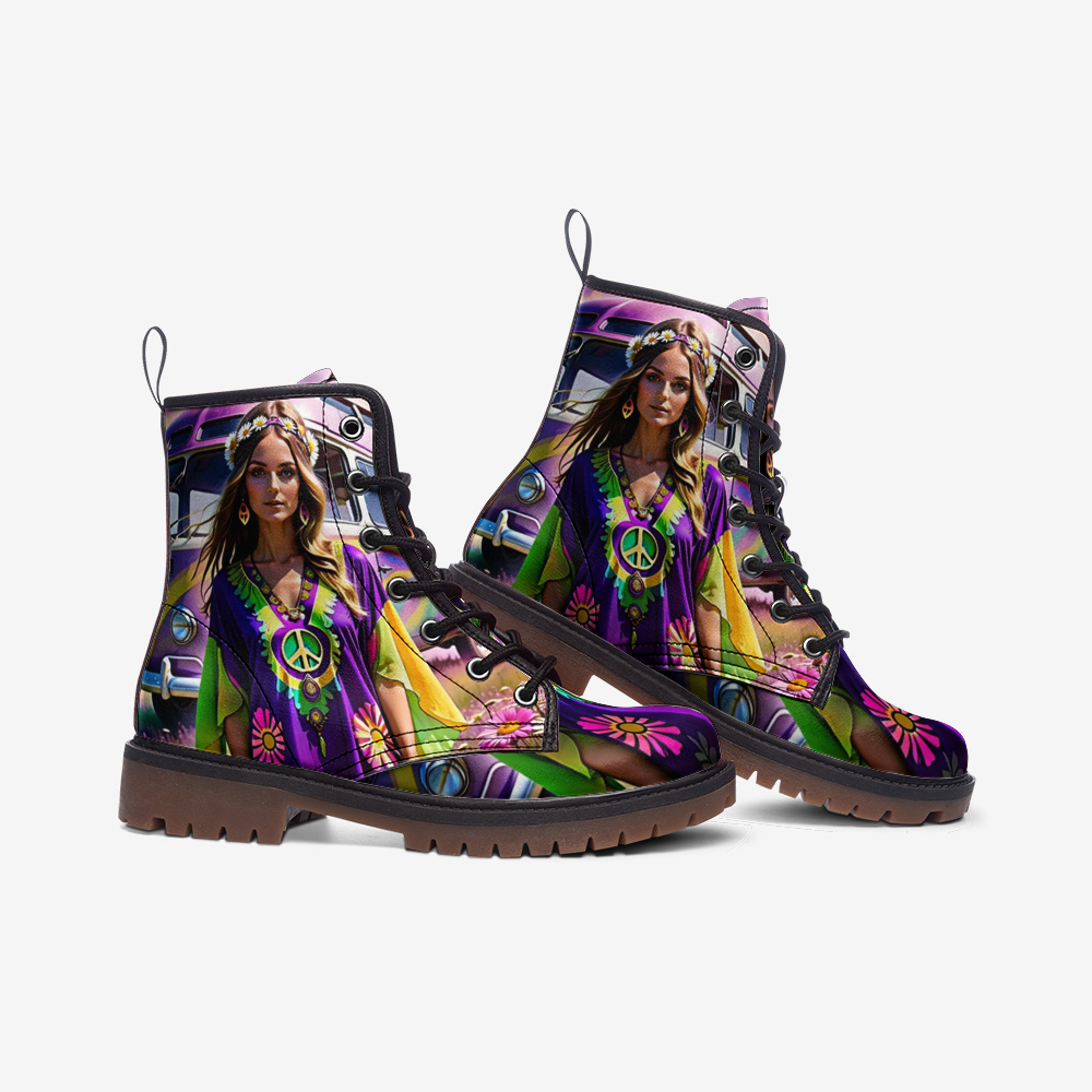 Emerald Blossoms - Be Confident Girls Casual Leather Lightweight Boots For Hippies