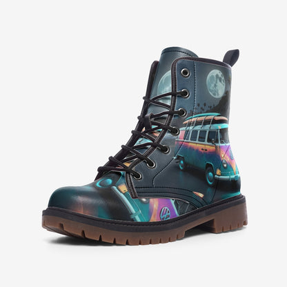 Emerald Blossoms - Travel Under The Moonlight Casual Leather Lightweight Boots For Hippies