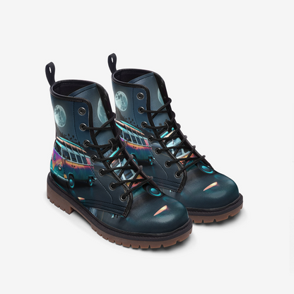 Emerald Blossoms - Travel Under The Moonlight Casual Leather Lightweight Boots For Hippies