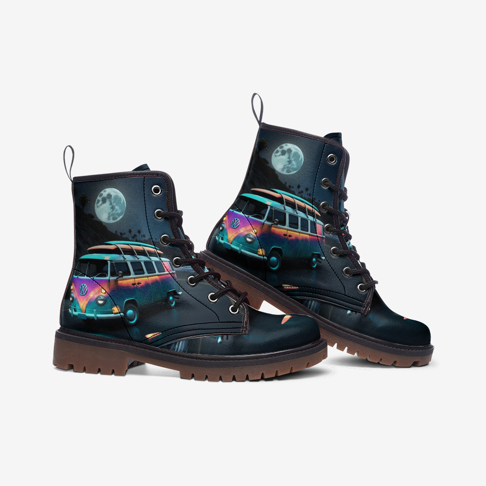 Emerald Blossoms - Travel Under The Moonlight Casual Leather Lightweight Boots For Hippies