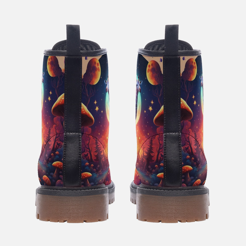 Emerald Blossoms - Fantasy Supermoon on Leather Lightweight Boots for Hippies