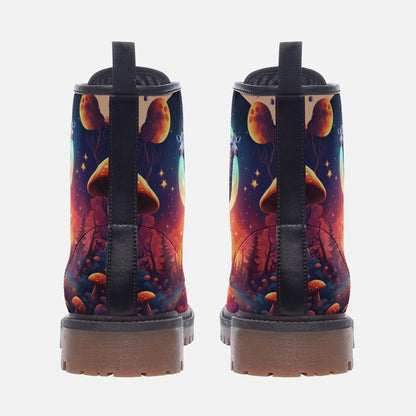 Emerald Blossoms - Fantasy Supermoon on Leather Lightweight Boots for Hippies