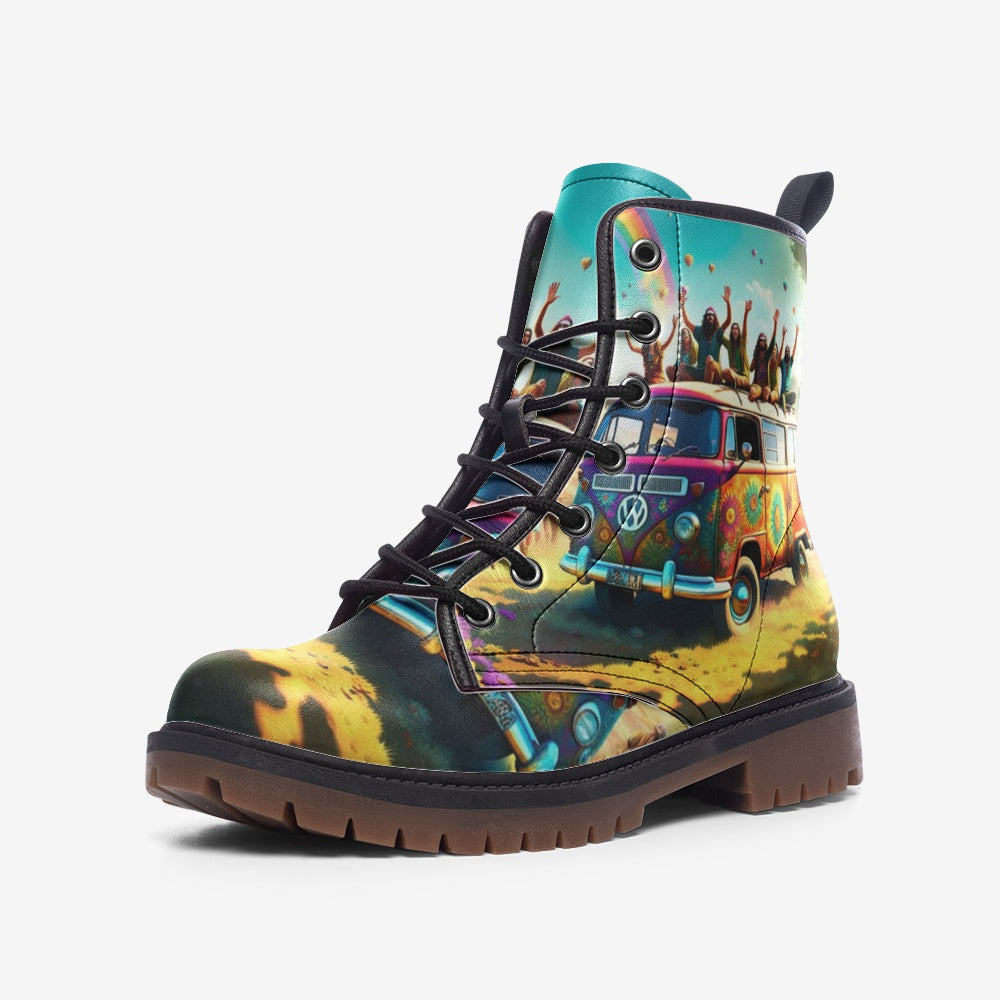 Emerald Blossoms - Besties Road Trip Casual Leather Lightweight Boots for Adventurous Souls