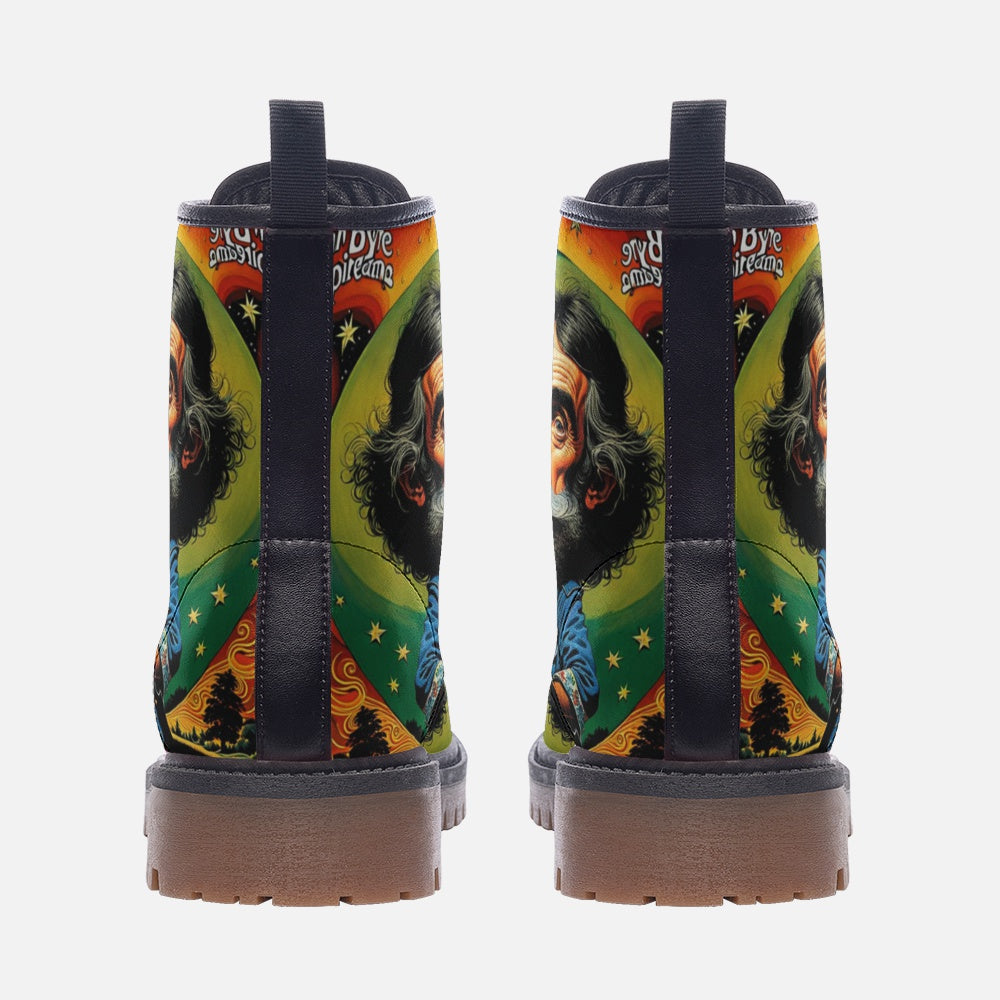 Emerald Blossoms - Jerry Garcia With The Guitar Casual Leather Lightweight Boots For Hippies