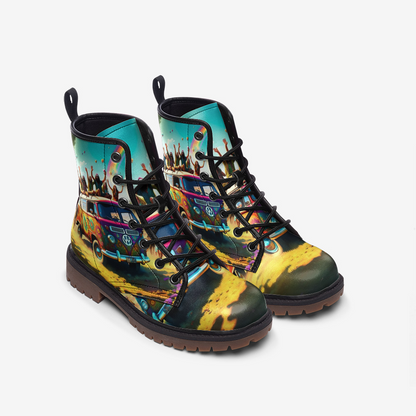 Emerald Blossoms - Besties Road Trip Casual Leather Lightweight Boots for Adventurous Souls