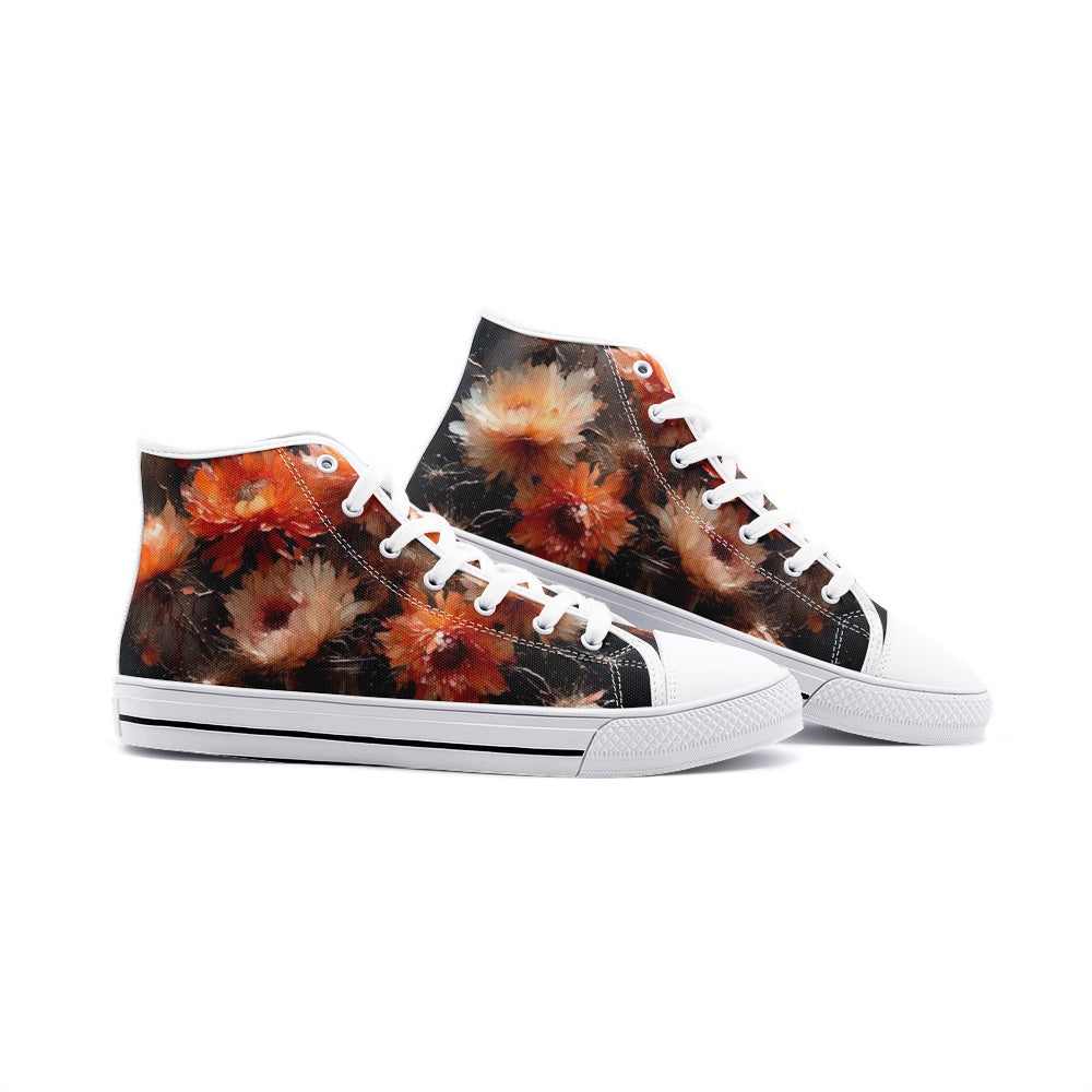 Emerald Blossoms - Blooming Flowers Garden Unisex High Top Canvas Shoes For Hippies