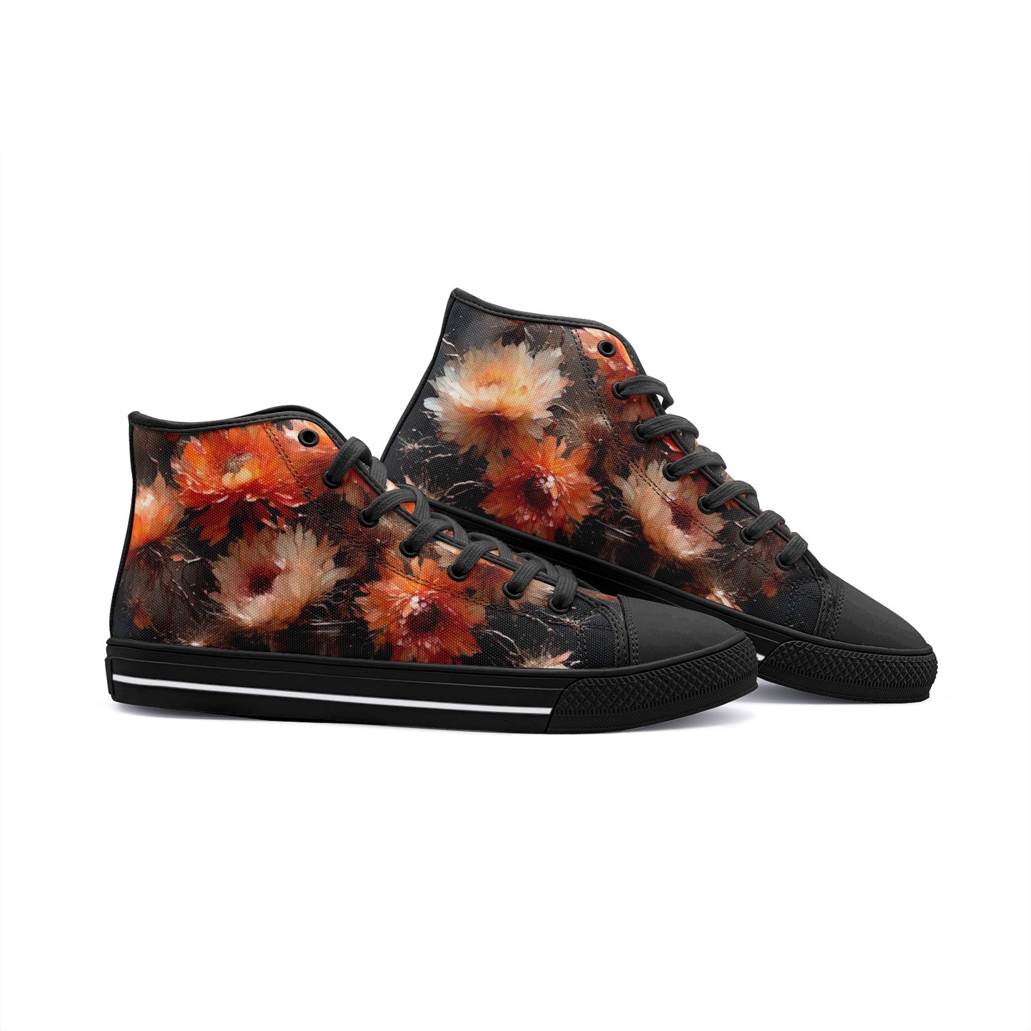 Emerald Blossoms - Blooming Flowers Garden Unisex High Top Canvas Shoes For Hippies