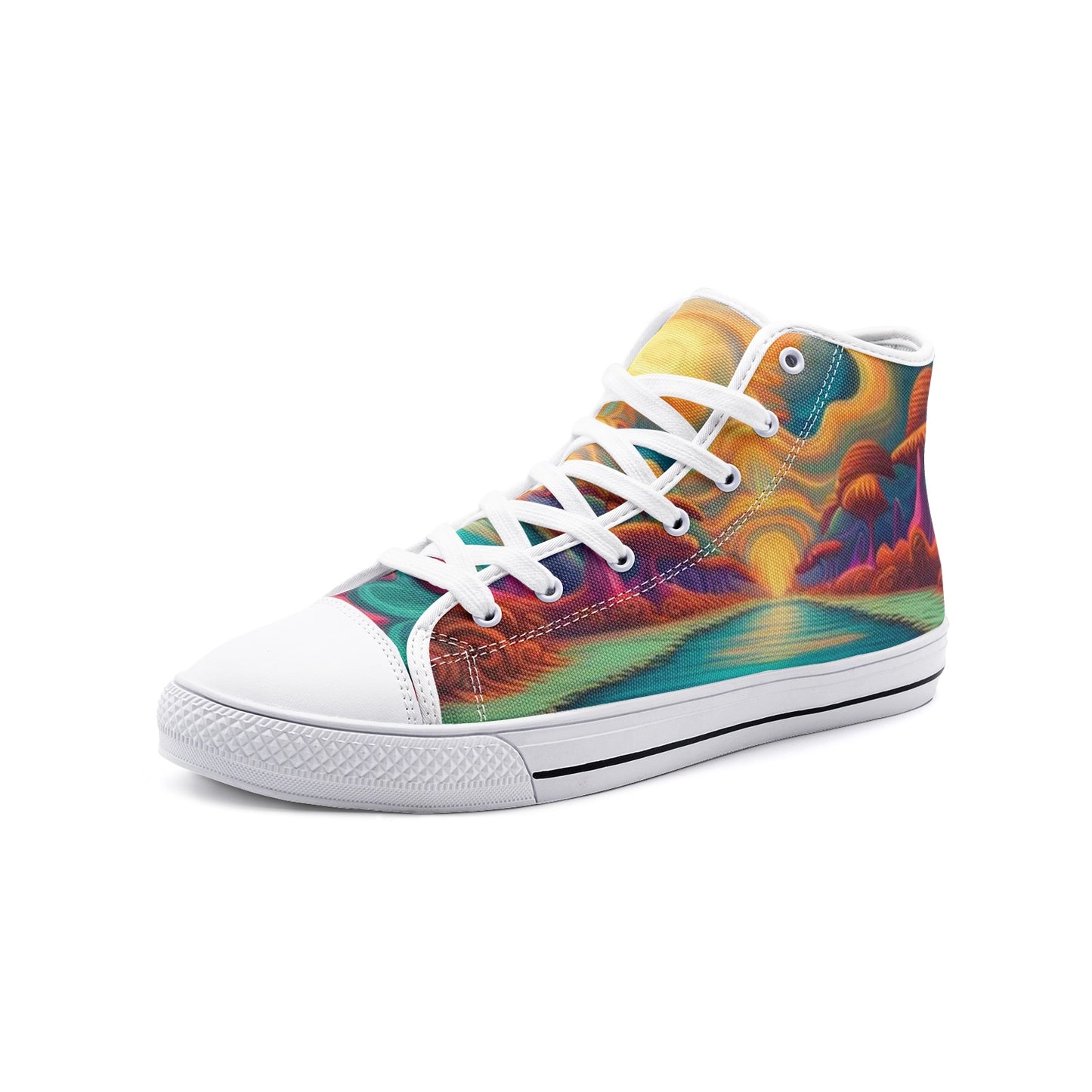 Emerald Blossoms - Dreamers Destination Unisex High Top Canvas Shoes For Hippies