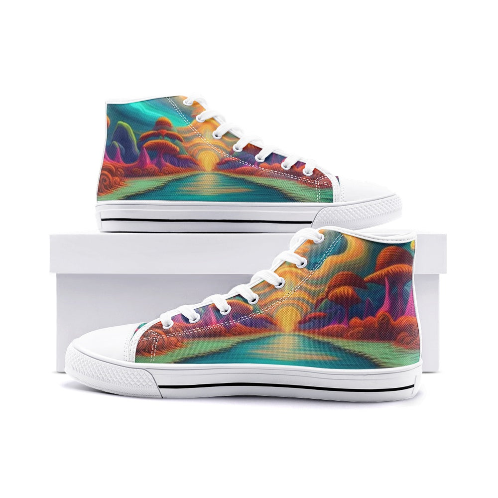 Emerald Blossoms - Dreamers Destination Unisex High Top Canvas Shoes For Hippies