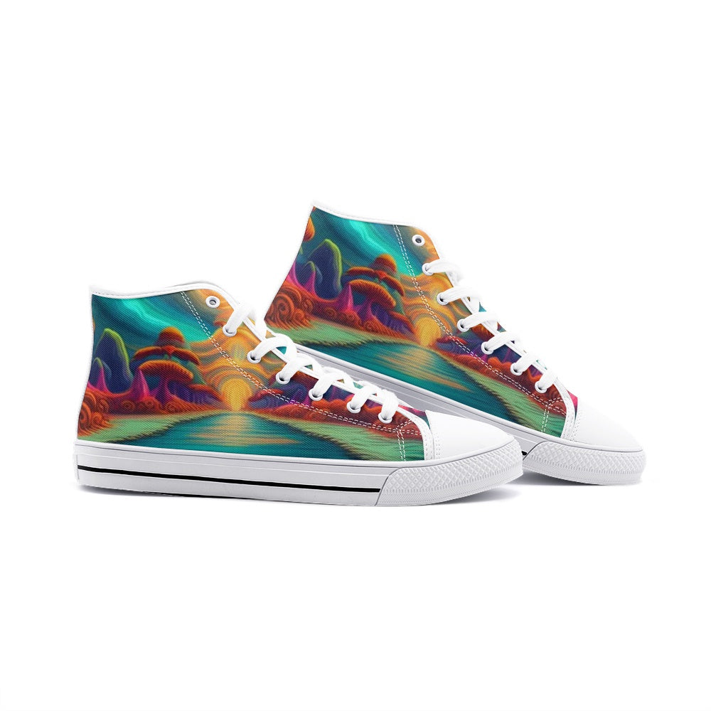 Emerald Blossoms - Dreamers Destination Unisex High Top Canvas Shoes For Hippies