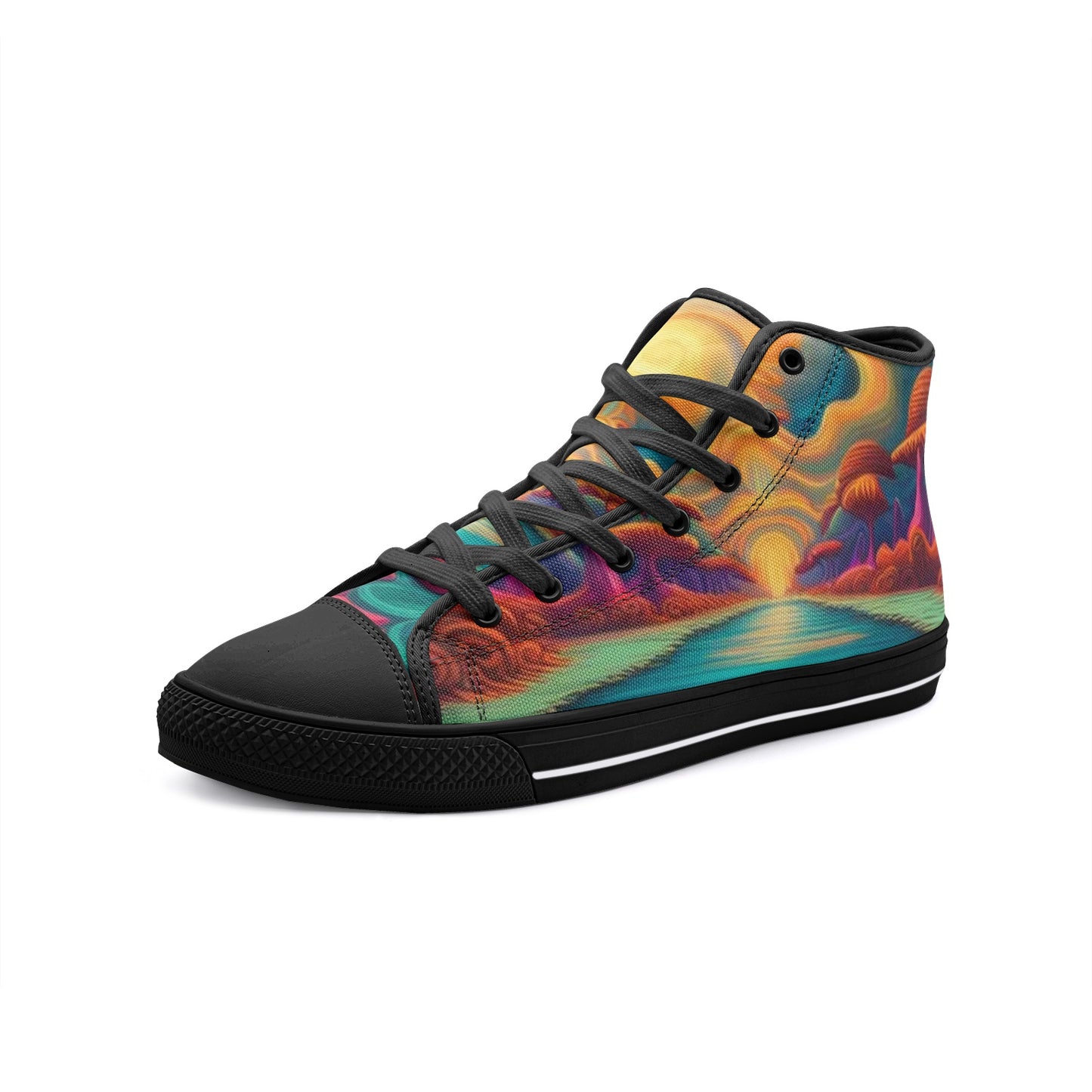 Emerald Blossoms - Dreamers Destination Unisex High Top Canvas Shoes For Hippies