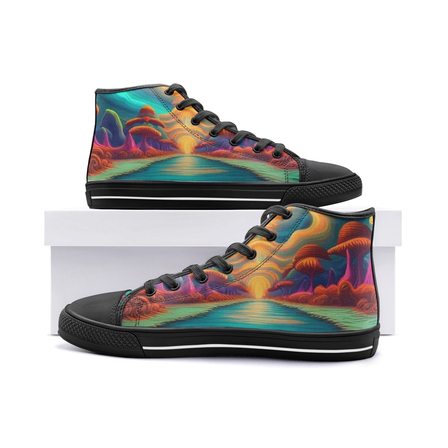 Emerald Blossoms - Dreamers Destination Unisex High Top Canvas Shoes For Hippies