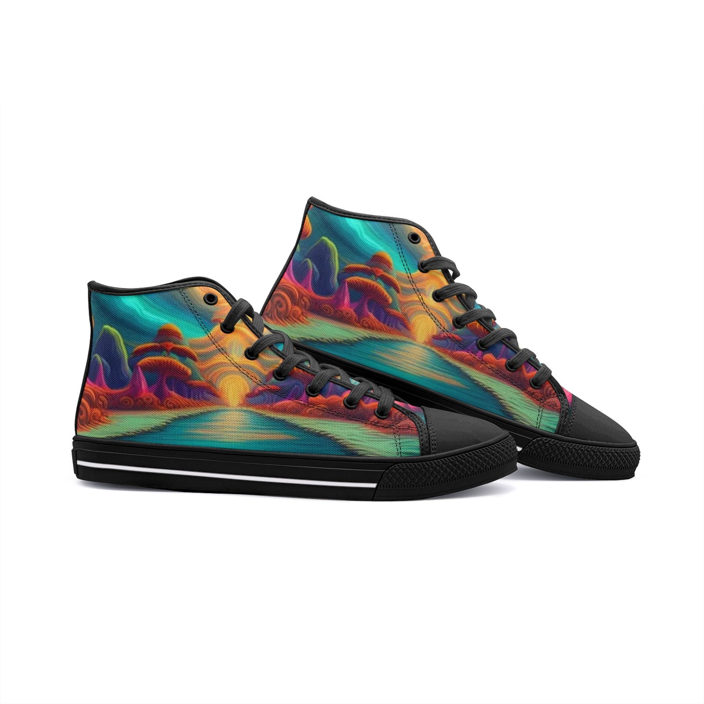 Emerald Blossoms - Dreamers Destination Unisex High Top Canvas Shoes For Hippies