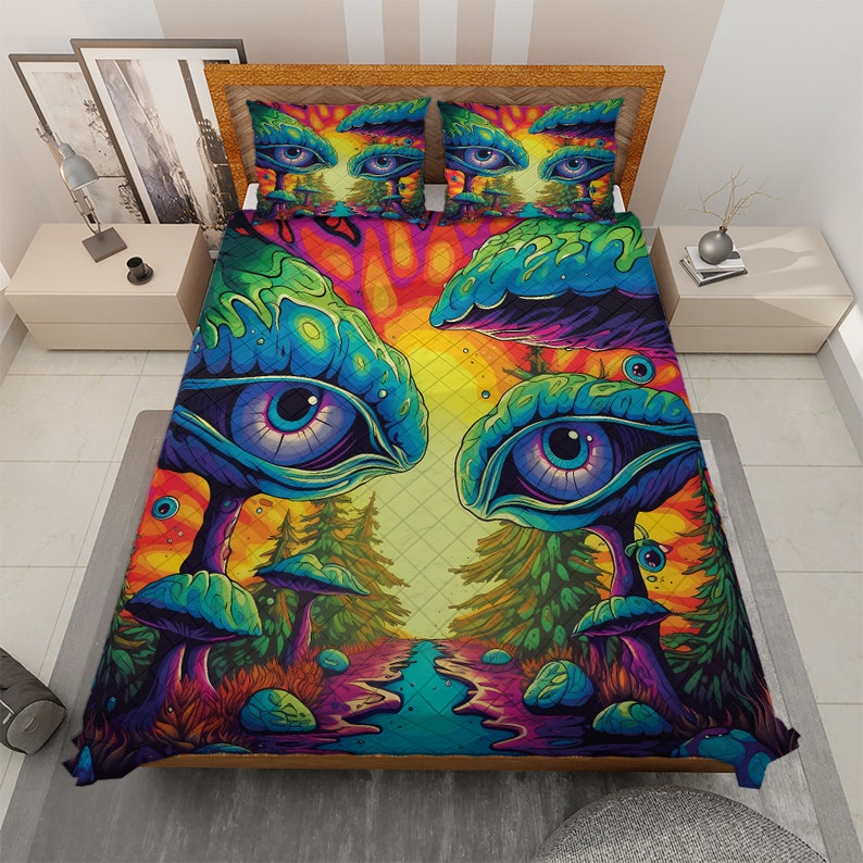 Abstract Grateful Mushroom Hippie Style Bedding Sets