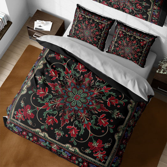 Arabic Floral Boho Mandala Bedding Set For Hippies