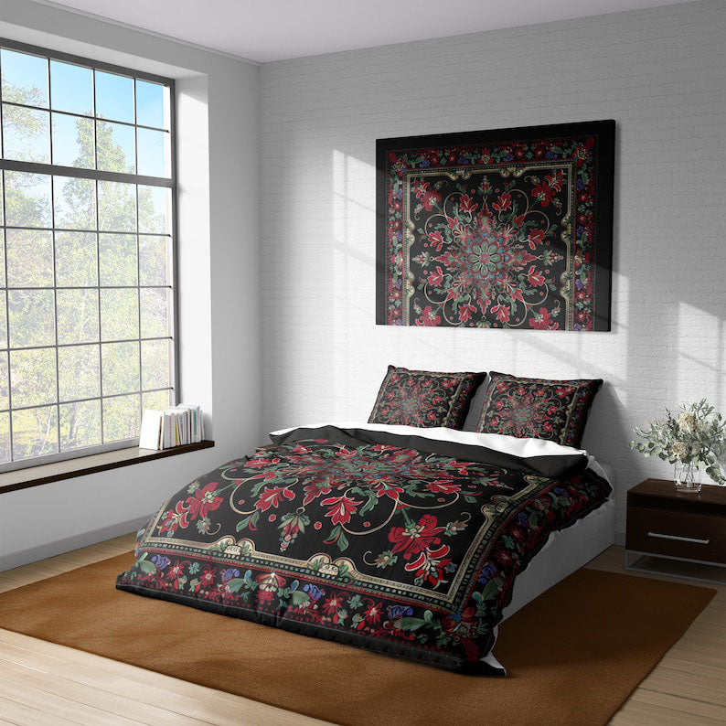 Arabic Floral Boho Mandala Bedding Set For Hippies