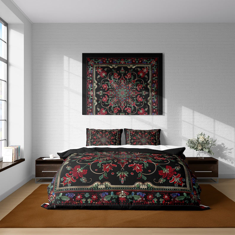 Arabic Floral Boho Mandala Bedding Set For Hippies