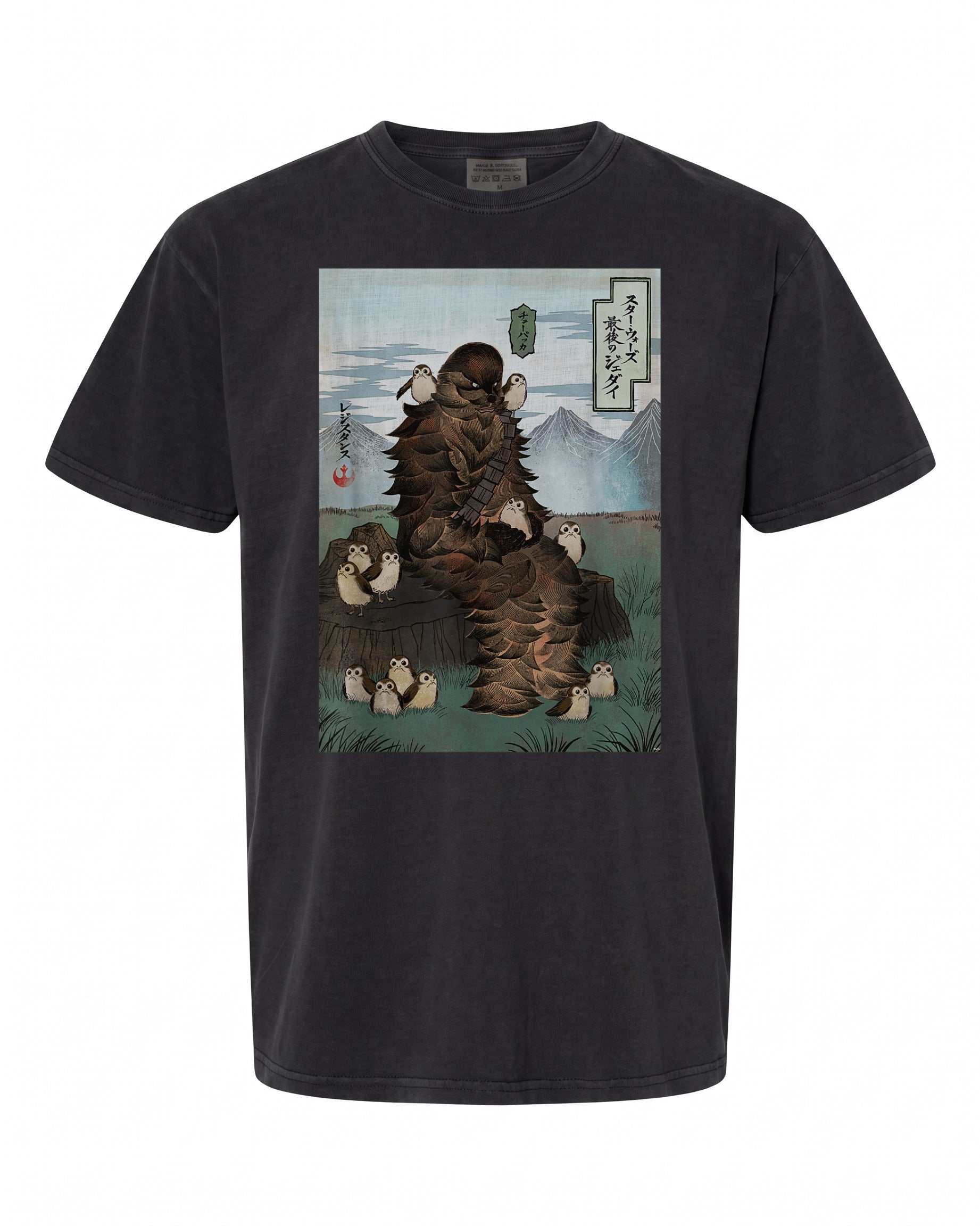 Star Wars Chewbacca and Porgs T-Shirt - Unique Japanese Art Style