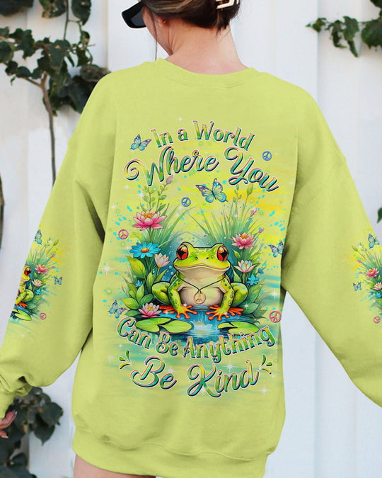 Emerald Blossoms - "Be Kind" Frog All Over Print Shirt