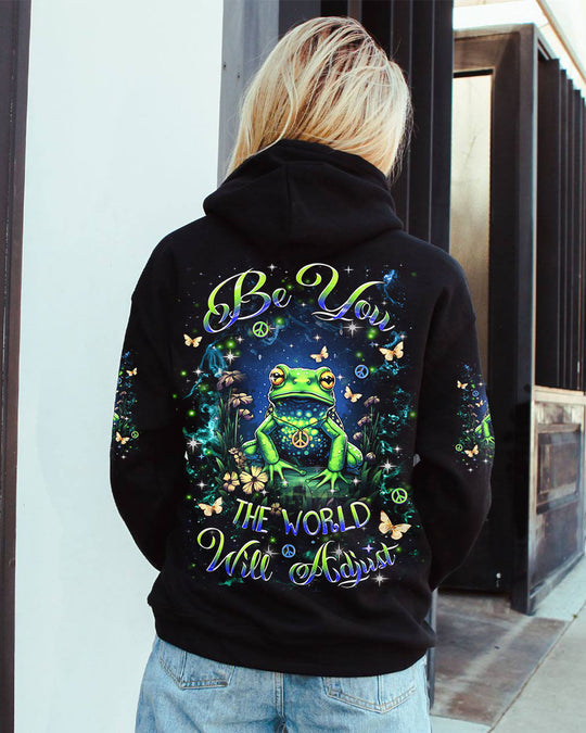 Emerald Blossoms - "Be You, the World Will Adjust" Frog All Over Print Shirt