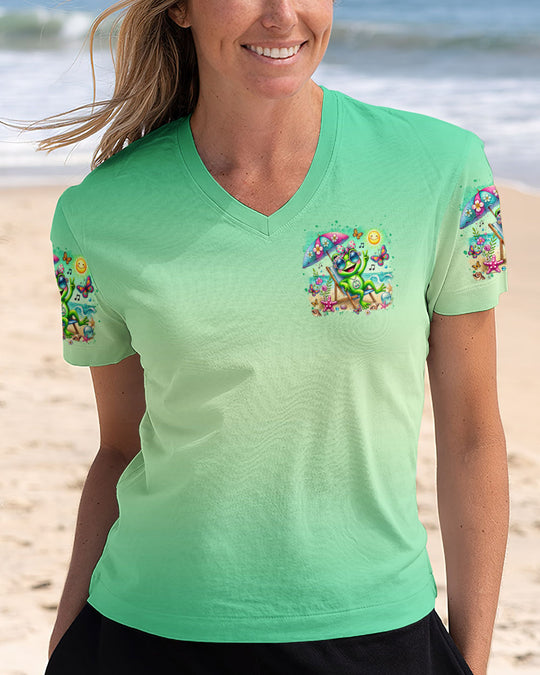 Emerald Blossoms - Be You The World Will Adjust Frog Beach All Over Print Shirt For Hippies