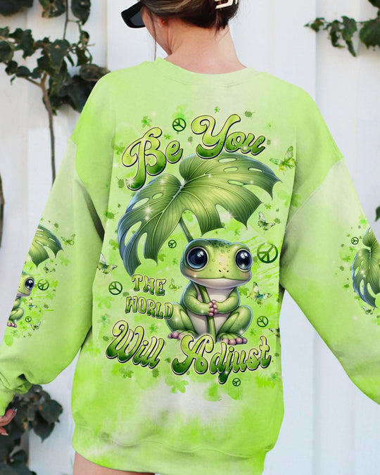 Emerald Blossoms - Be You the World Will Adjust Frog All Over Print Shirt for Hippie