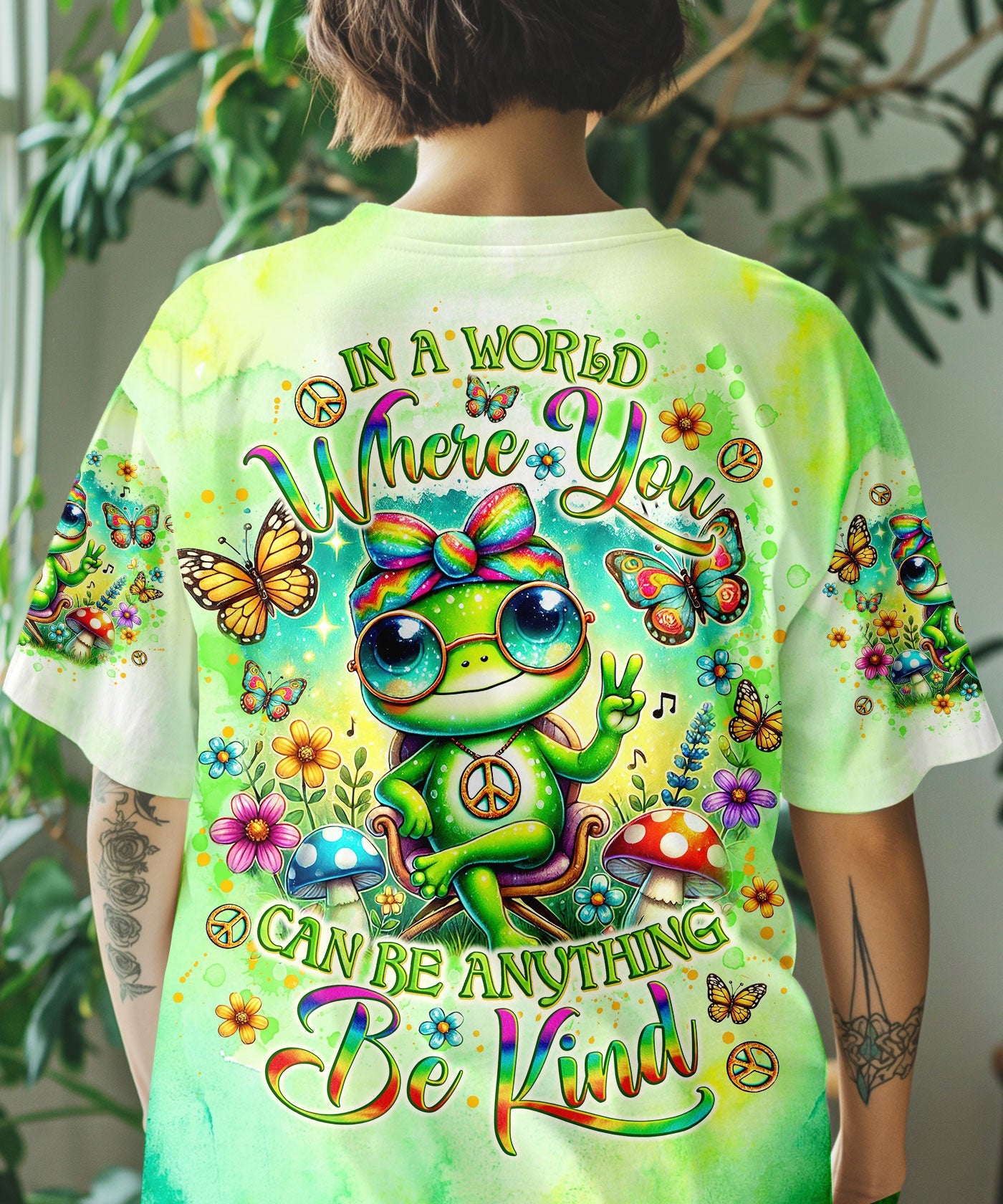 Emerald Blossoms - Be Kind Frog All Over Print Shirt For Hippies