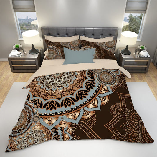 Emerald Blossoms - Bohemian Bedding Set For Hippies