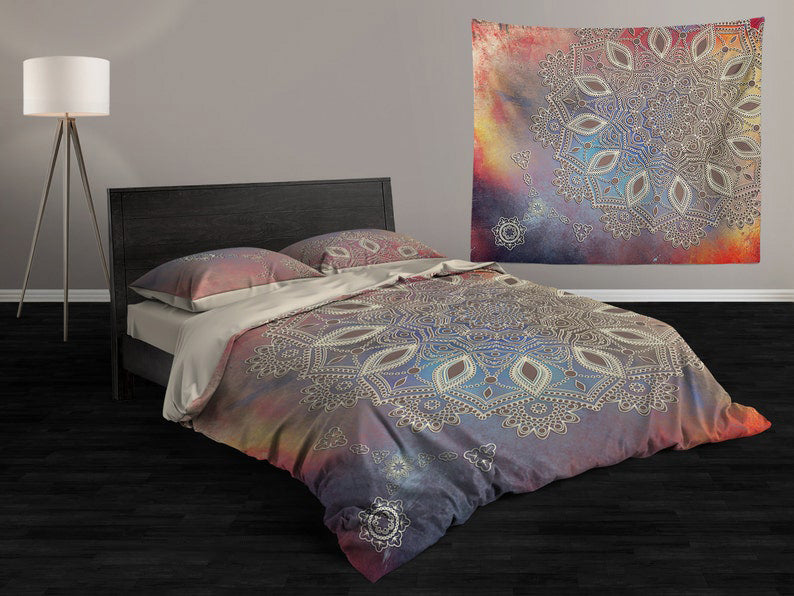 Emerald Blossoms - Bohemian Duvet Cover, Hippie Bedding, Bedding Set For Hippies