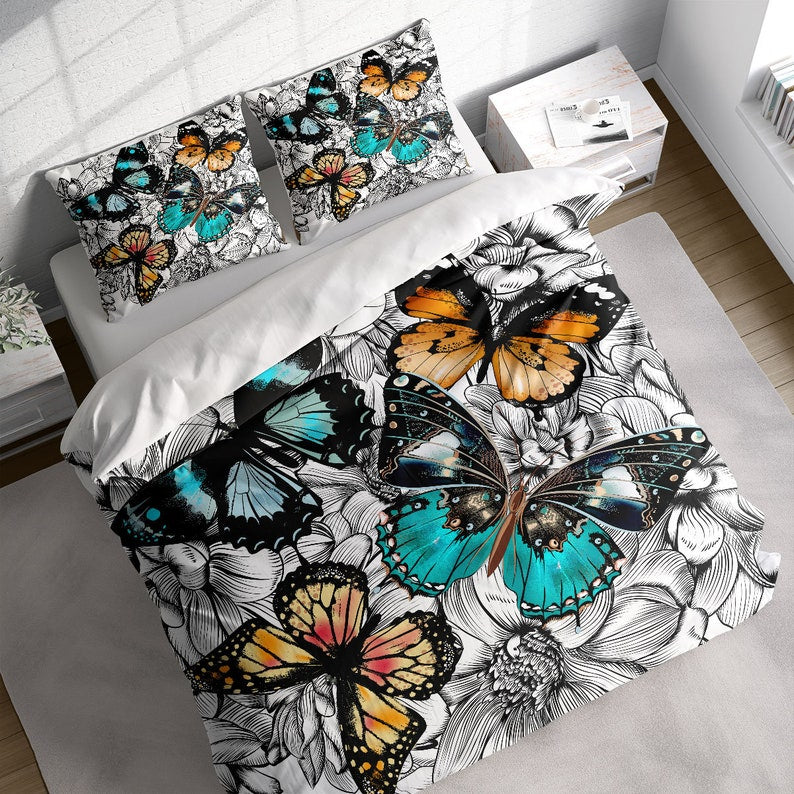 Butterfly Flower 3 Pcs Beddings For Hippies