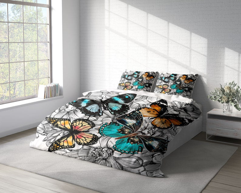 Butterfly Flower 3 Pcs Beddings For Hippies