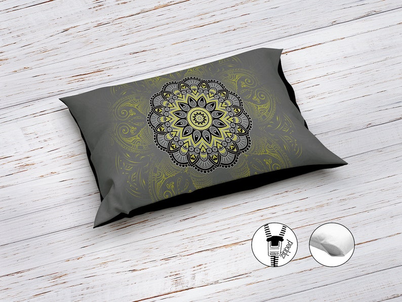 Emerald Blossoms - Chartreuse Mandala Bedding Set For Hippies