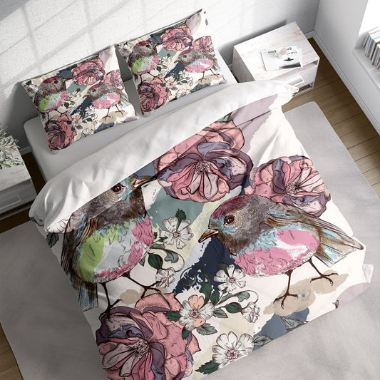 Colorful Bird Peony 3 Pcs Beddings For Hippies